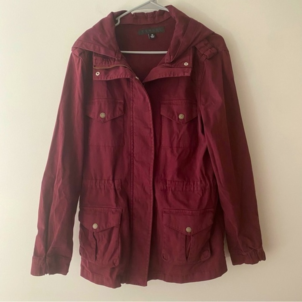 Tinsel denim maroon Charleen cargo utility jacket M